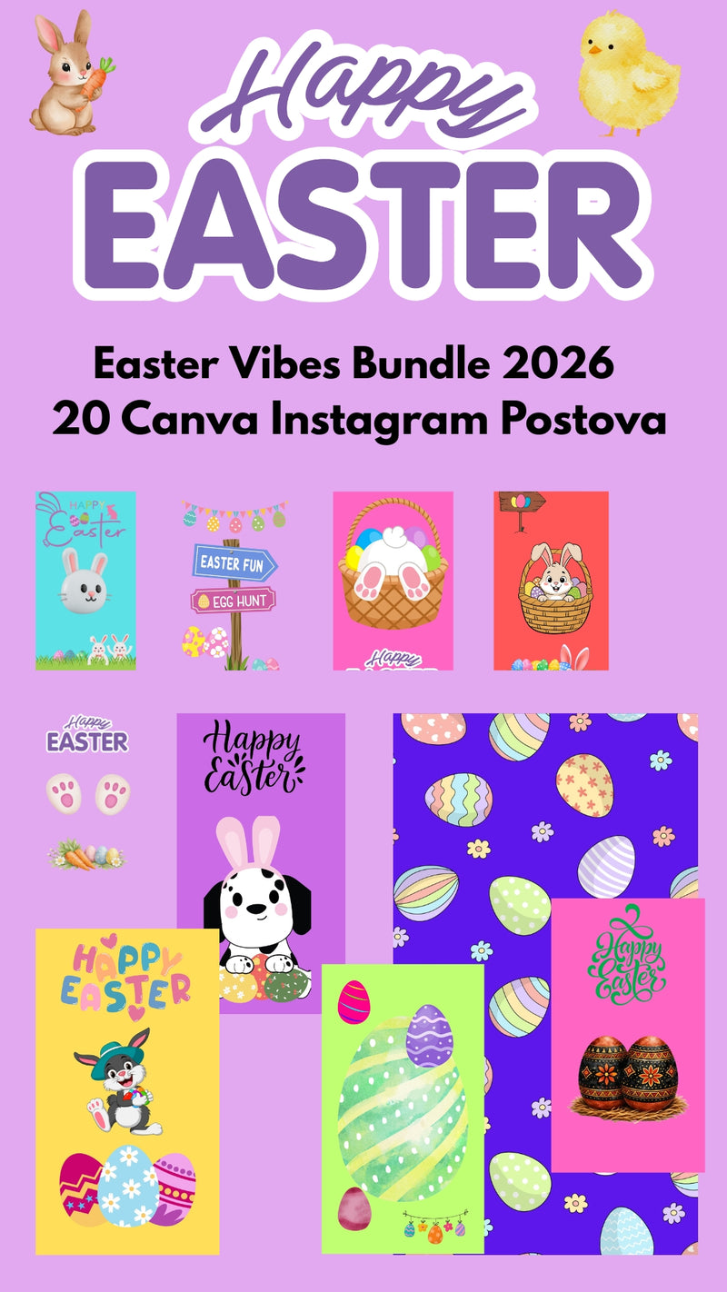 Easter Vibes Bundle 2026 20 Canva Instagram Postova